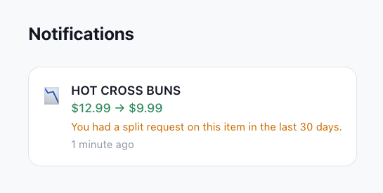 eolma price drop notification showing an item price decrease